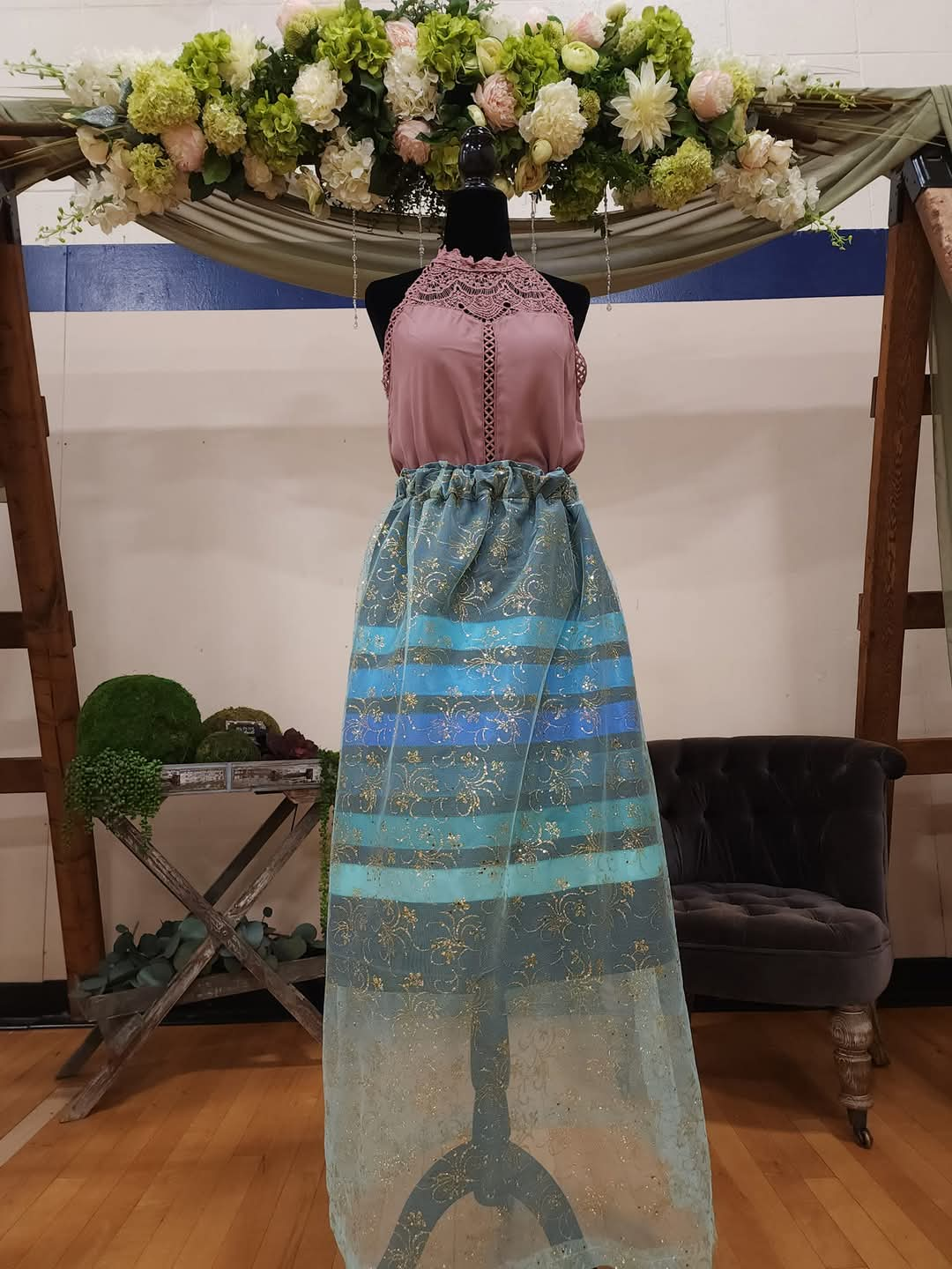 Adult- Blue Overlay Ribbon Skirt