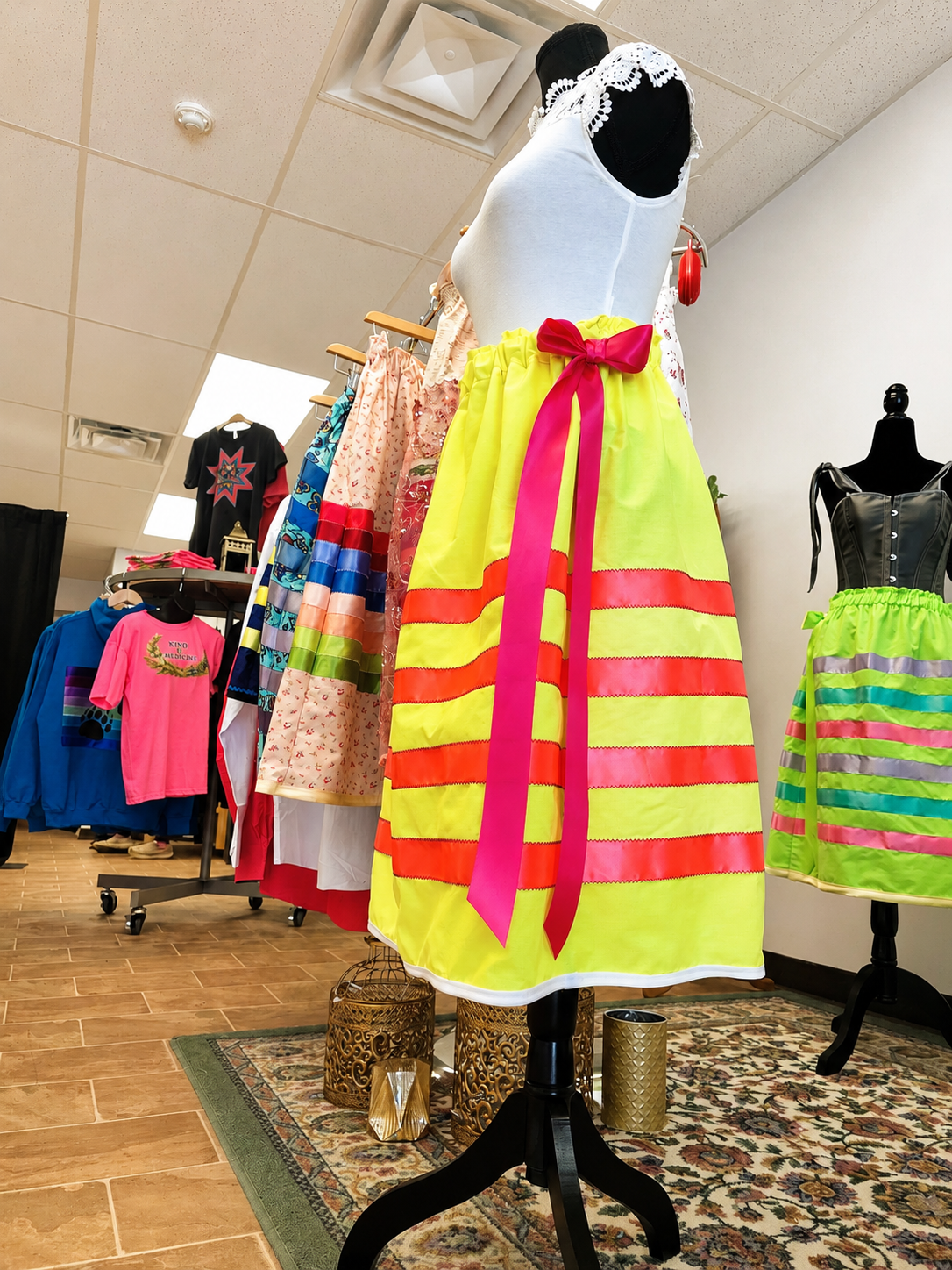 Neon Barbie Ribbon Skirt